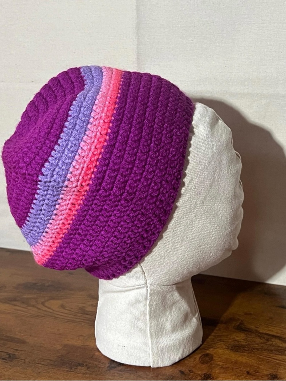 Handmade Crochet Rasta Tam Hat | Slouchy Beanie for Locs | Purple